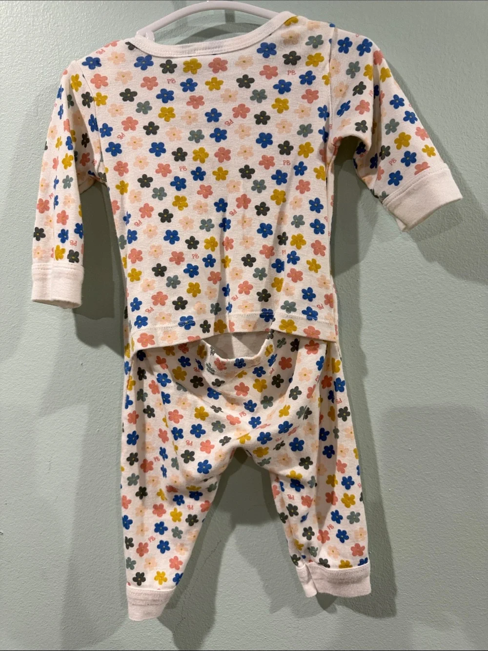 Petit Bateau Cream Floral romper with Multicolor Flowers
